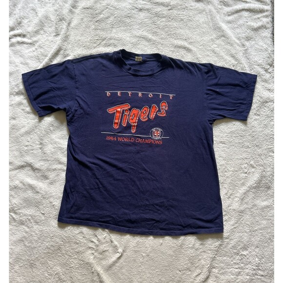 Detroit Tigers Vintage 1984 World Series Champions T-Shirt Medium/Large 80's - Picture 1 of 10